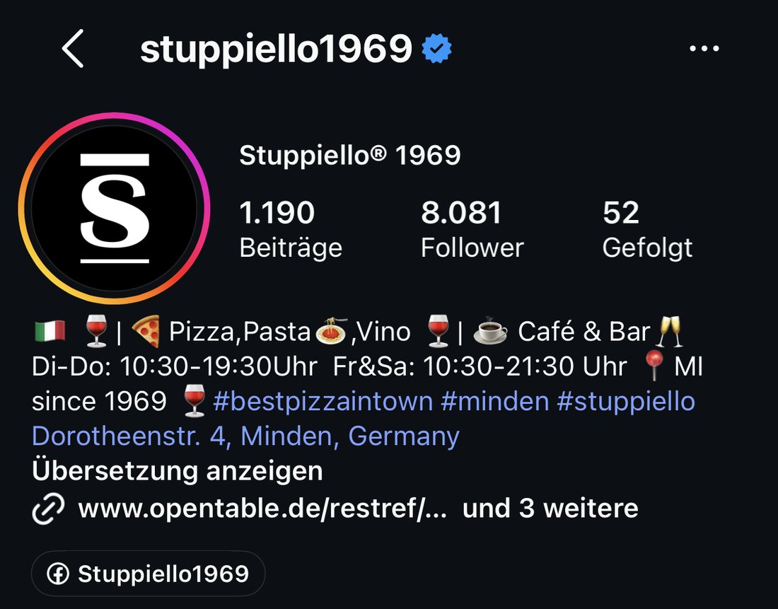 Instagram-Profil stuppiello1969: 8.081 Follower, verifiziert